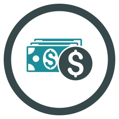 Doları nakit yuvarlak vektör simgesi