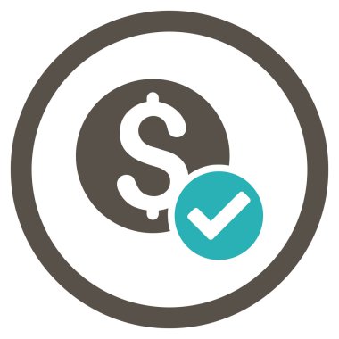 Onaylanmış ödeme yuvarlak vektör simgesi