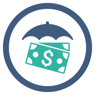 Banknot şemsiye yuvarlak vektör simgesi