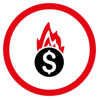 Yangının hasarı vektör simge yuvarlak