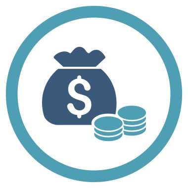 Para çantası yuvarlak vektör simgesi