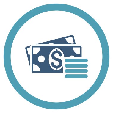 Doları nakit yuvarlak vektör simgesi