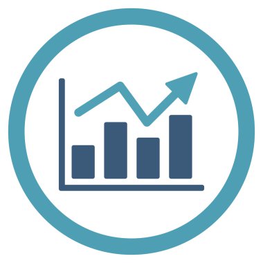 Çubuk grafik eğilim yuvarlak vektör simgesi
