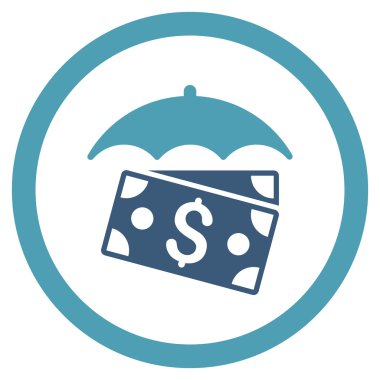 Banknot şemsiye yuvarlak vektör simgesi