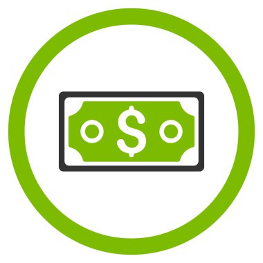 Doları banknot yuvarlak vektör simgesi