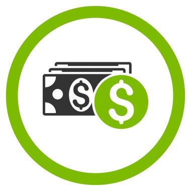 Doları nakit yuvarlak vektör simgesi
