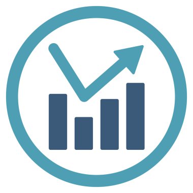 Çubuk grafik eğilim yuvarlak vektör simgesi