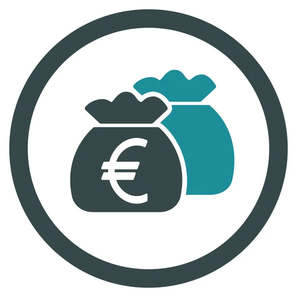 Euro geld zakken afgeronde Vector Icon — Stockvector