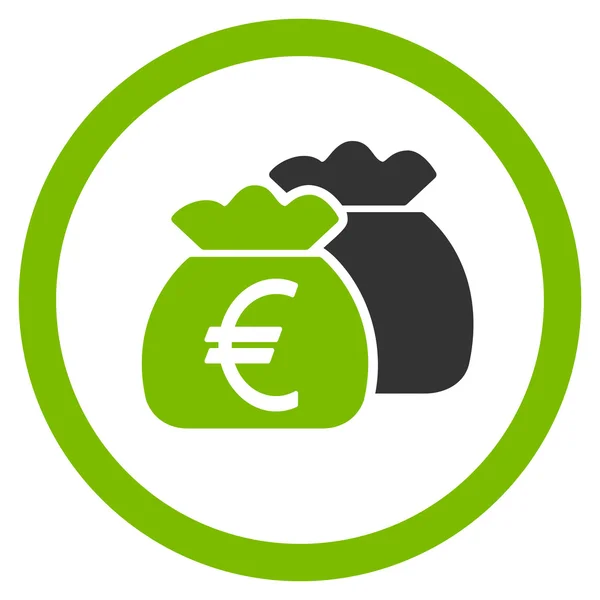 Euro bolsas de dinero redondeadas Vector icono — Vector de stock