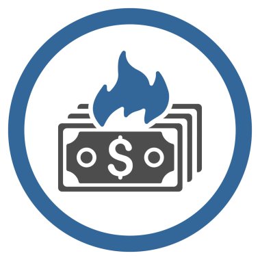 Banknot yuvarlak vektör simge yanmak