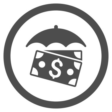 Banknot şemsiye yuvarlak vektör simgesi