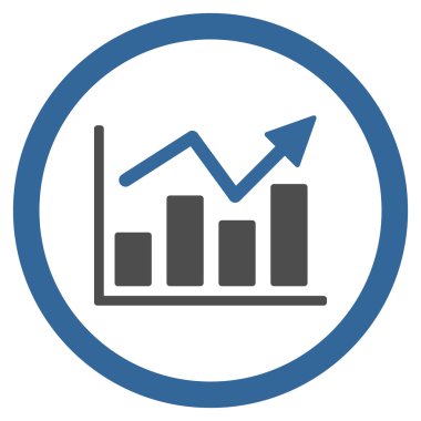 Çubuk grafik eğilim yuvarlak vektör simgesi