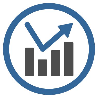 Çubuk grafik eğilim yuvarlak vektör simgesi