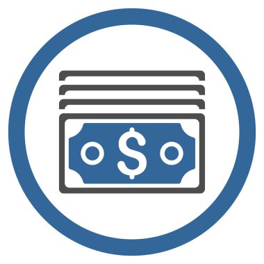 Doları banknot yuvarlak vektör simgesi