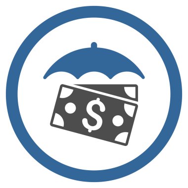 Banknot şemsiye yuvarlak vektör simgesi