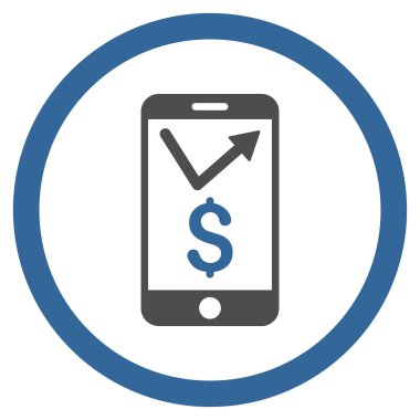 Mobil satış raporu yuvarlak vektör simgesi