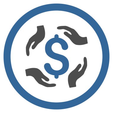 Doları bakım el yuvarlak vektör simgesi