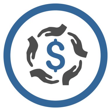 Doları bakım el yuvarlak vektör simgesi