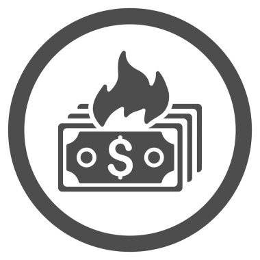 Banknot yuvarlak vektör simge yanmak