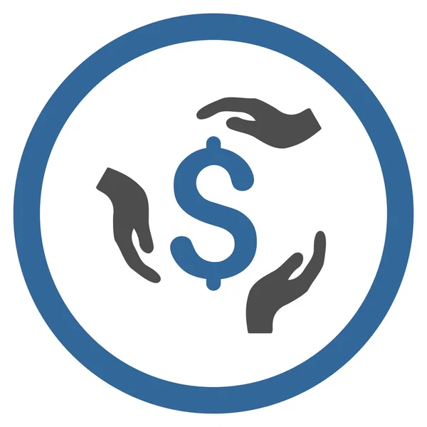 Manos de cuidado del dólar redondeado icono vectorial — Vector de stock