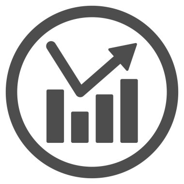 Çubuk grafik eğilim yuvarlak vektör simgesi