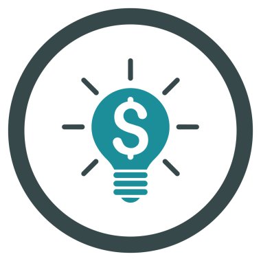 İş fikri ampul yuvarlak vektör simgesi