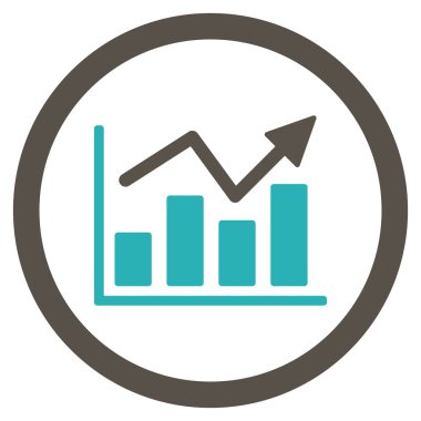Çubuk grafik eğilim yuvarlak vektör simgesi