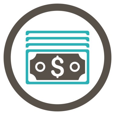 Doları banknot yuvarlak vektör simgesi