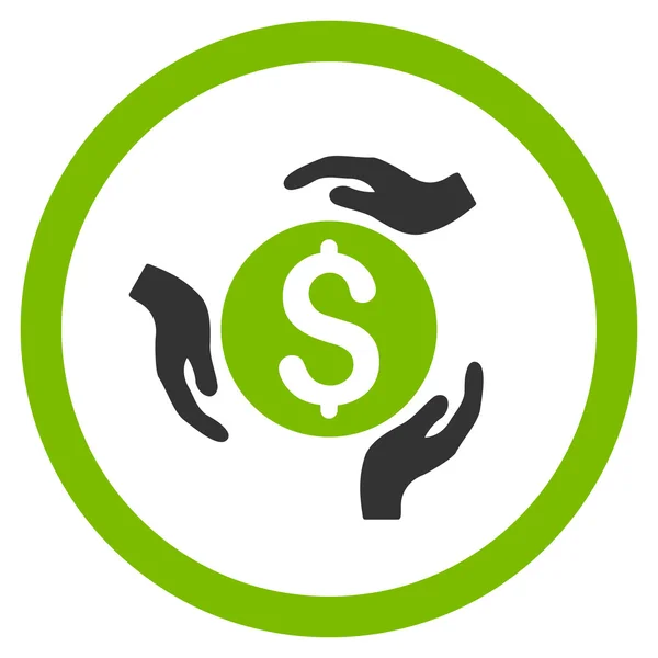 Manos de dinero cuidado redondeado Vector icono — Vector de stock