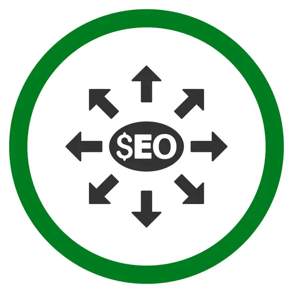 Icona vettoriale arrotondata piatta di distribuzione Seo — Vettoriale Stock