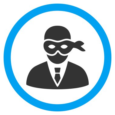 Maskeli hırsız düz yuvarlak vektör simgesi