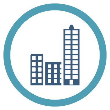 Şehir düz yuvarlak vektör simgesi