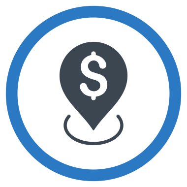 Banka yerleşim düz yuvarlak vektör simgesi