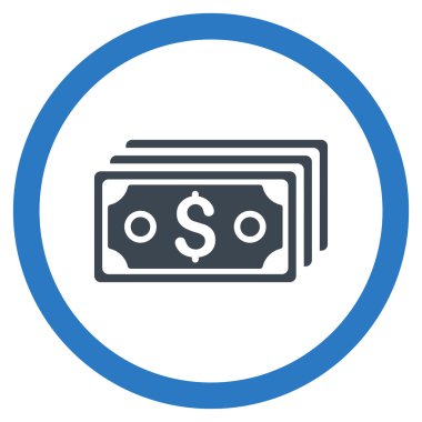 Vektör simge Doları banknot düz yuvarlak