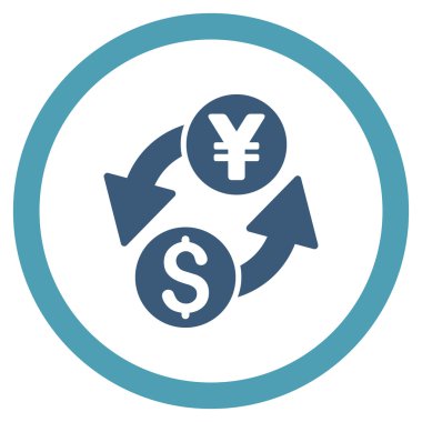 Dolar Yen Exchange düz yuvarlak vektör simgesi