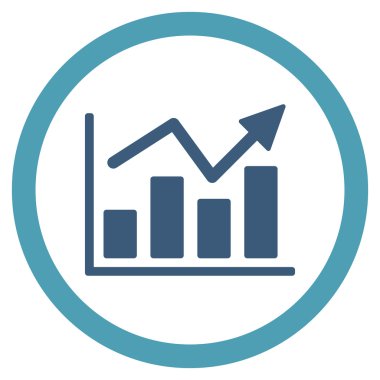 Çubuk grafik eğilim düz yuvarlak vektör simgesi