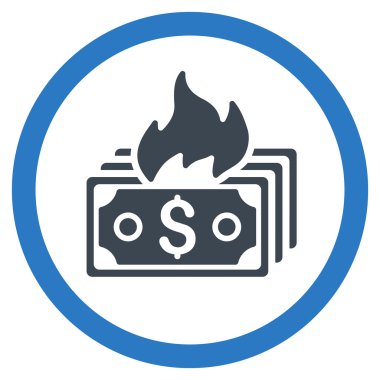 Banknot düz yuvarlak vektör simge yanmak