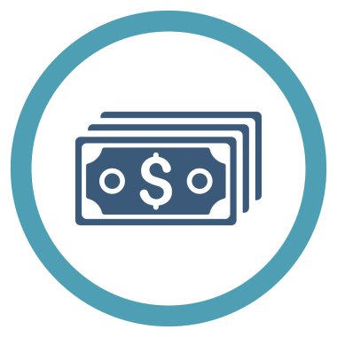 Vektör simge Doları banknot düz yuvarlak