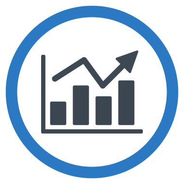 Çubuk grafik eğilim düz yuvarlak vektör simgesi