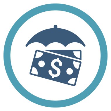 Banknot şemsiye düz yuvarlak vektör simgesi