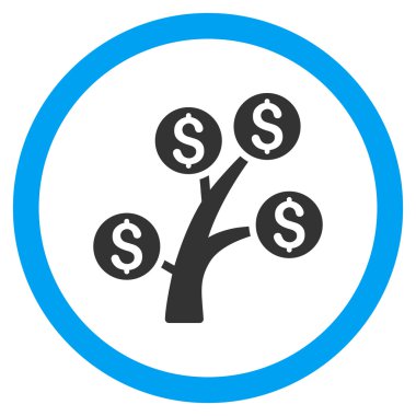 Para ağacı düz yuvarlak vektör simgesi