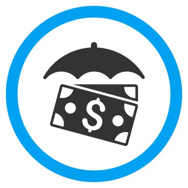 Banknot şemsiye düz yuvarlak vektör simgesi