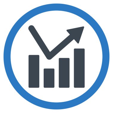 Çubuk grafik eğilim düz yuvarlak vektör simgesi