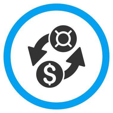 Dolar Döviz Alım Satım düz yuvarlak vektör simgesi