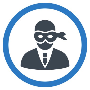 Maskeli hırsız düz yuvarlak vektör simgesi