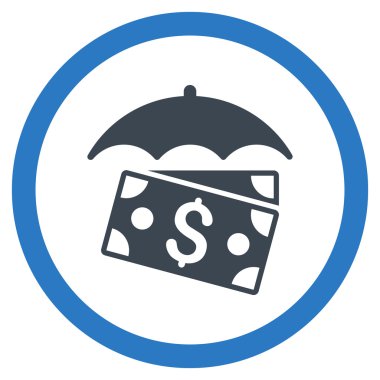 Banknot şemsiye düz yuvarlak vektör simgesi