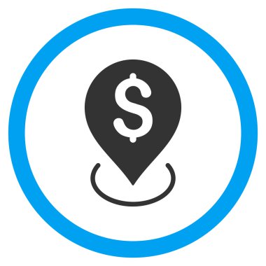 Banka yerleşim düz yuvarlak vektör simgesi