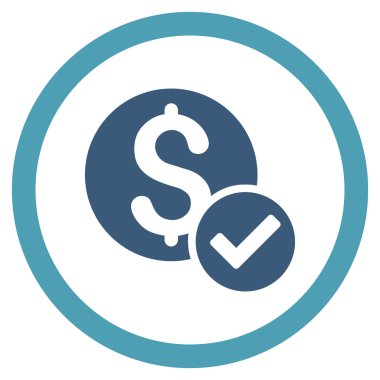 Onaylanmış ödeme düz yuvarlak vektör simgesi