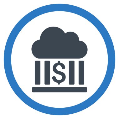 Bulut banka düz yuvarlak vektör simgesi