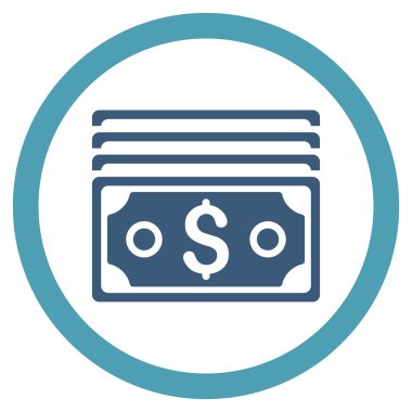 Vektör simge Doları banknot düz yuvarlak